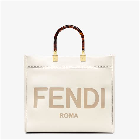 fendi sunshine tote white|Fendi sunshine shopper with strap.